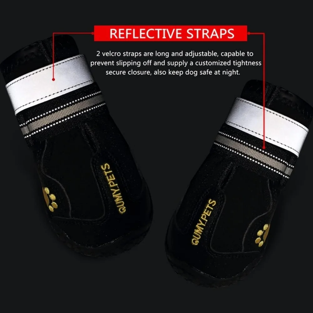 Qumy Waterproof Dog Shoes/Paw Protectors Anti-slip Sole Size 5 (40-55 lbs)
